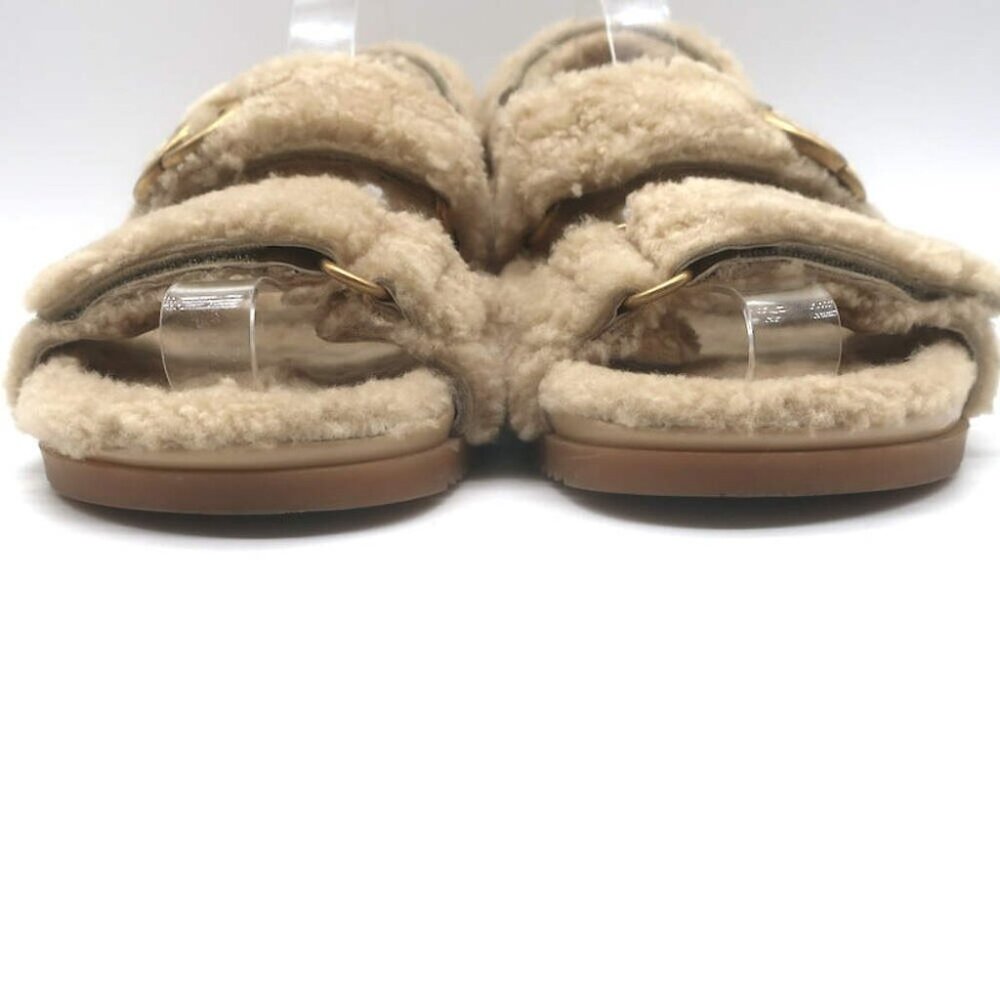 Gucci Double G Shearling Dad Sandals Beige Merino Wool Size 40 - Picture 5 of 16